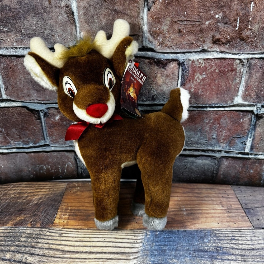 Vtg‎ Applause Rudolph Reindeer Plush Stuffed Animal Robert May 1980s w Tag